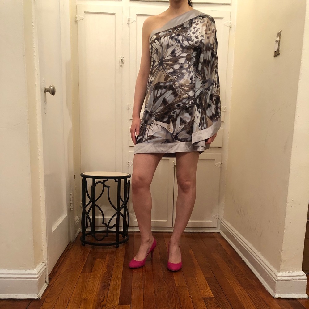 One shouldered Silk Dress